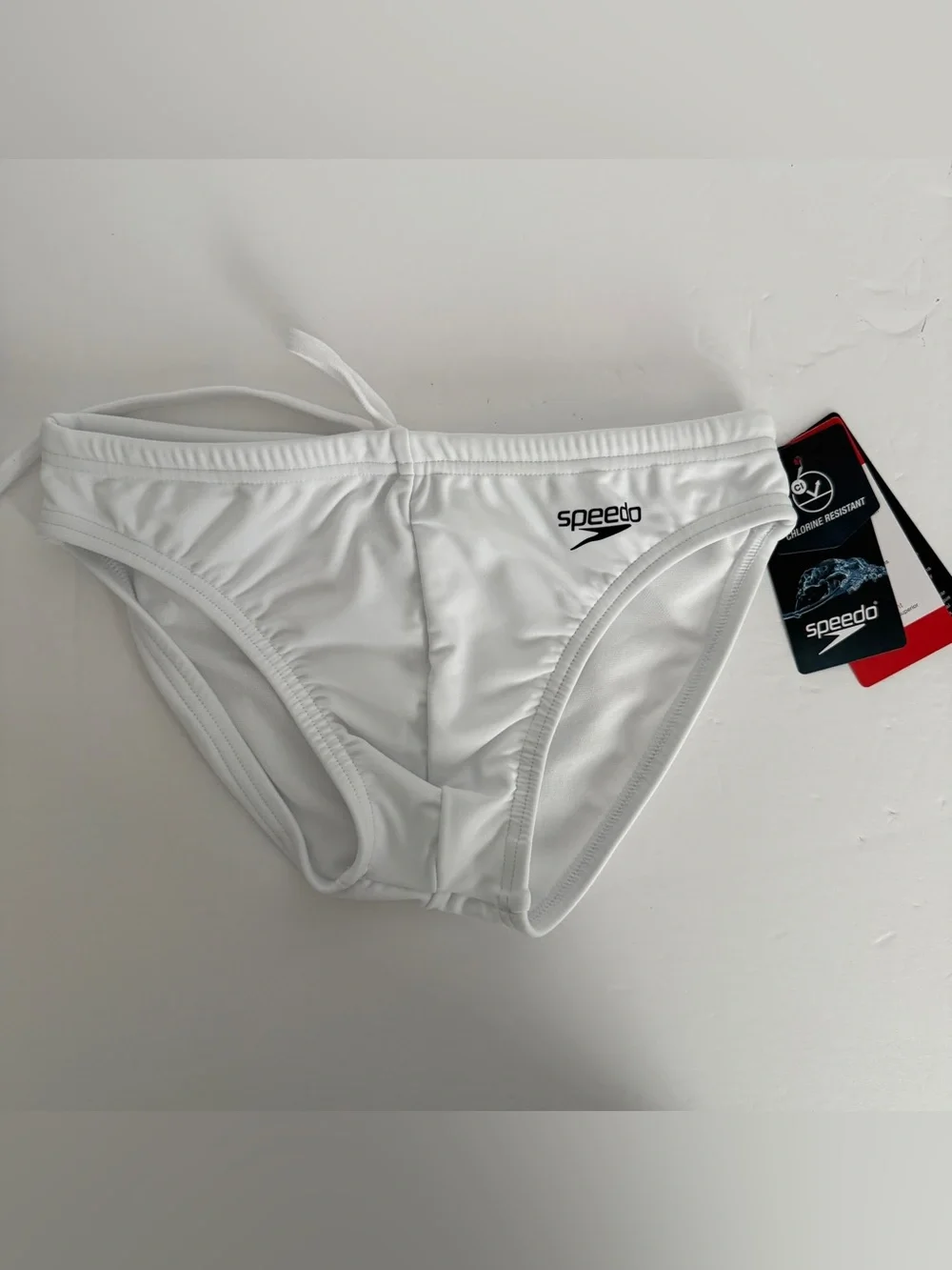 Speedo Men’s White PowerFLEX Eco Swim Brief Bikini Swimsuit Size 28